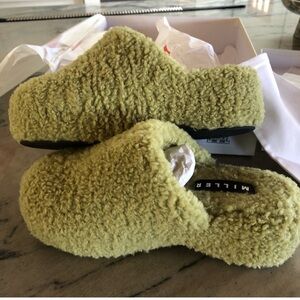 NEW inbox Simon Miller Platform fuzzy vegan shearling Bubble clog celery green 8